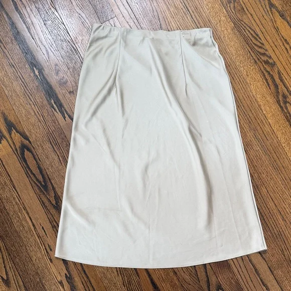 B25 J. Crew Women Beige Cream Midi Skirt Flat Basic Office Preppy - Picture 4 of 5